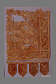 Textile Fragment, Linen, silk, metal wrapped thread; plain weave; appliqué