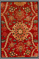 Fragments of a Carpet with Lattice and Blossom Pattern, Silk (warp and weft), pashmina wool (pile); asymmetrically knotted pile