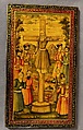 Mirror Case Depicting Crucifixion Scene, Muhammad Isma&#39;il Isfahani (Iranian, 1814–1892), Pasteboard, papier-maché; opaque watercolor, gilded, and lacquered