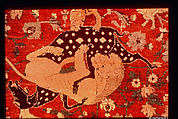 Carpet, Silk (warp and weft), wool (pile); asymmetrically knotted pile