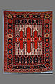 Carpet with Double-Ended Triple Niche, Wool (warp, weft, and pile); symmetrically knotted pile