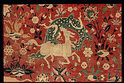 Silk Animal Carpet, Silk (warp, weft, and pile); asymmetrically knotted pile