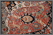 Carpet, Cotton (warp and weft), wool (weft and pile); asymmetrically knotted pile