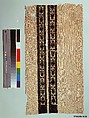 Fragment with Ornamental Bands of Vases with Leaves, Wool, linen; plain weave, tapestry weave