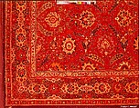 Carpet, Cotton (warp and weft), wool (pile); asymmetrically knotted pile