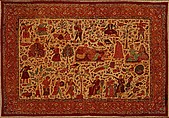 Kalamkari Rumal, Cotton; plain weave, mordant painted and dyed, resist dyed