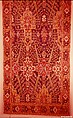 Carpet with Tree and Cartouche Design, Cotton (warp and weft), wool (pile); asymmetrically knotted pile