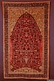 Pashmina Carpet with Gateway-and-Millefleur Pattern, Cotton (warp and weft), pashmina wool (pile); asymmetrically knotted pile