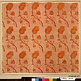 Textile Fragment with a Repeating Pattern of Interlocked Tulips and Poppies, Silk, metal wrapped thread; plain weave, brocaded