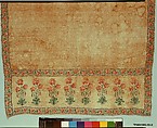 Sash (<Patka>) with a Floral Border, Cotton, silk; plain weave, embroidered