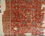 Carpet with Chintimani Border and Lotus Design, Animal hair (warp and weft), wool (pile); asymmetrically knotted pile