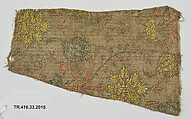 Textile Fragment, Silk and metal wapped thread; brocaded