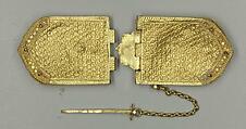 Girdle Clasp, Gold; inlaid with semi-precious stones and glass