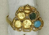 Ring, Gold; semi-precious stones, glass