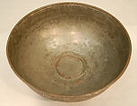 Engraved Bowl, Copper; cast, engraved, tinned, and inlaid with a black compound