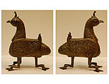 Bird-Shaped Incence Burner, Bronze; cast, pierced, and engraved