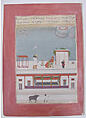 "A Raja Seated on a Palace Rooftop Smoking a Huqqa", Folio from a manuscript of the Raga Darshan of Anup, Opaque watercolor on paper