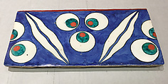 Tile with Cintamani Design, Stonepaste; polychrome painted under transparent glaze