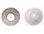 Bowl with Pseudo-Inscriptional Design, Earthenware; white slip with polychrome slip decoration under transparent glaze