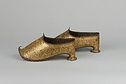 Armored shoes with koftgari decoration, Gilded steel (koftgari)