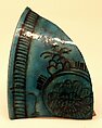 Fragment of a Cup, Stonepaste; underglaze painted under transparent turquoise glaze