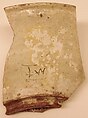 Fragment of a Bowl, Earthenware; reddish body, white slip, glazed