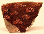 Fragment of a Bowl, Earthenware; gritty reddish body, white slip, sgraffito decoration under brownish yellow glaze