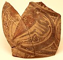 Fragment of a Jar, Earthenware; white slip, black and red slip decoration, glazed