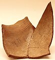Fragment of a Jar, Earthenware; white slip, black and red slip decoration, glazed