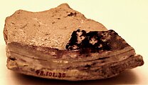 Fragment of Sagger and Bowl, Earthenware; glazed