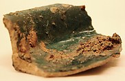 Fragment of a Waster, Stonepaste; buff body under transparent alkaline glaze
