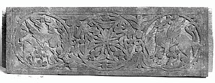 Panel with Cross and Griffins, Wood; carved and painted