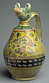 Animal-Spouted Pitcher, Earthenware; polychrome decoration under transparent glaze (buff ware)