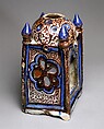 Ceramic Lantern, Stonepaste; underglaze-painted in blue, luster-painted on transparent glaze