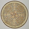 Plate, Glass; free blown, enameled and gilded; tooled on the pontil