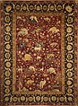 Silk Animal Carpet, Silk (warp, weft, and pile); asymmetrically knotted pile