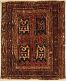 Confronted Animal Rug, Wool (warp, weft, and pile); symmetrically knotted pile