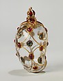 Mango-Shaped Flask, Rock crystal; set with gold, enamel, rubies, and emeralds