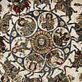 Bowl with Courtly and Astrological Motifs, Stonepaste; polychrome inglaze and overglaze painted and gilded on opaque monochrome glaze (mina'i)