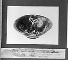 Bowl, Earthenware; purplish black slip with white decoration, glazed