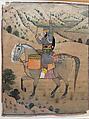 Equestrian Rider in a Landscape, Nainsukh Indian, Ink and opaque watercolor on paper