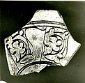 Ceramic Fragment, Earthenware; white slip, incised decoration, glazed (sgraffito ware)