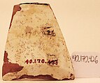 Ceramic Fragment, Earthenware; white slip, painted in black and red