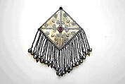 Pectoral Ornament, Silver; fire-gilded, with decorative wire, stamped beading, wire chains, bells, and table-cut carnelian