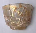 Fragmentary Cup with Molded Designs in the Beveled Style, Glass, colorless; blown, impressed with tongs