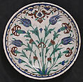 Dish, Stonepaste; painted and glazed