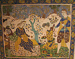 Tile Panel, Stonepaste; polychrome glazed within black wax resist outlines (cuerda seca technique)