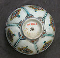 Cup and Saucer, Stonepaste; polychrome painted under transparent glaze
