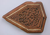 Panel, Wood; carved, inlaid with ivory or bone