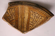 Ceramic Fragment, Earthenware; incised decoration through a white slip and coloring under transparent glaze